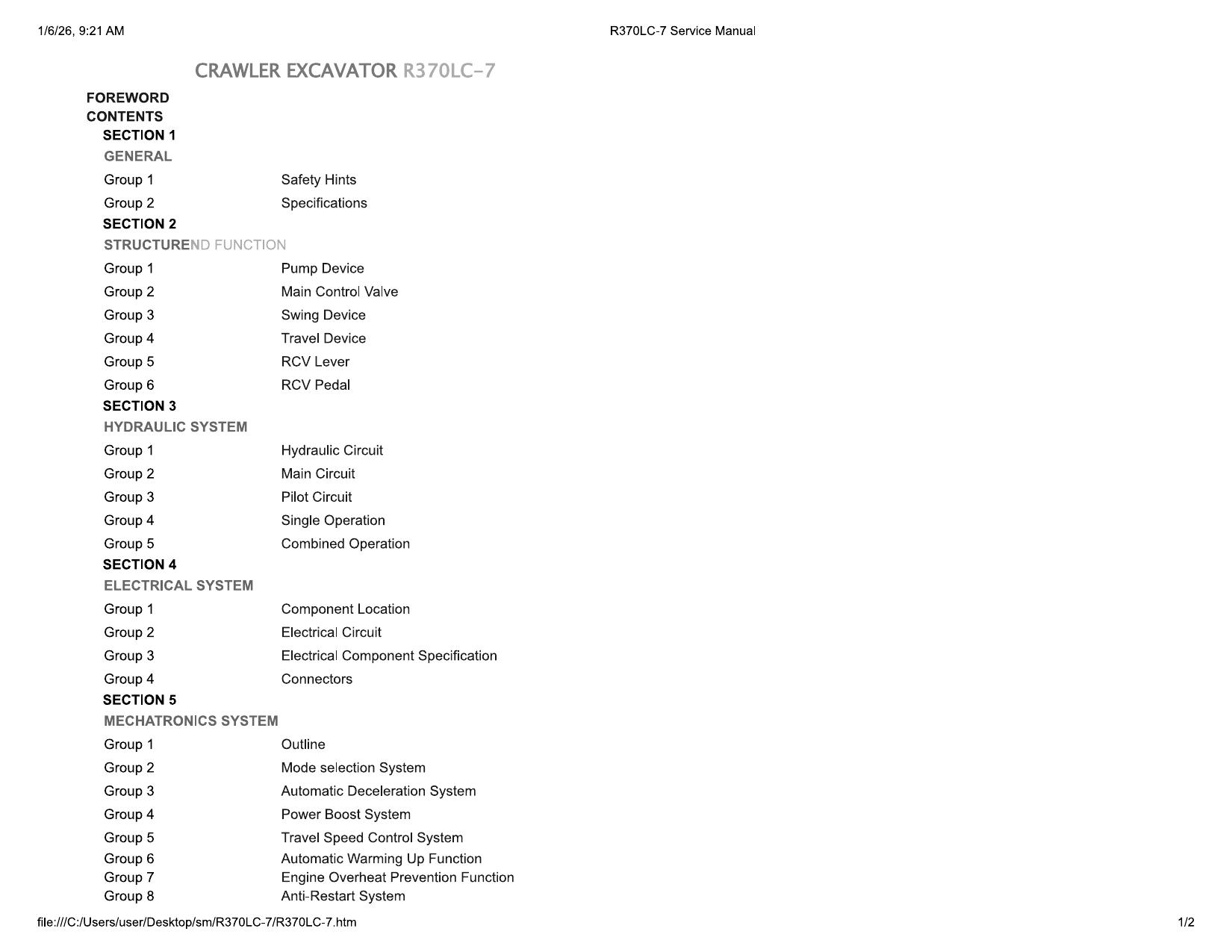 R370LC-7 Service Manual